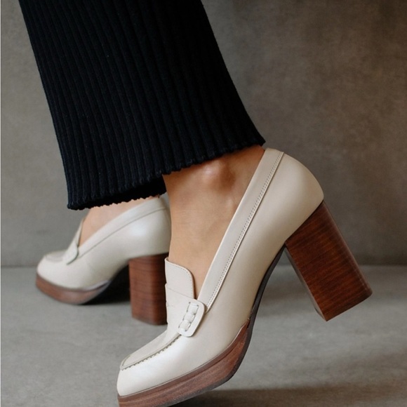 ALOHAS Cream Block Heel Loafers Sz38 7/ 1/2 USA - Picture 9 of 9